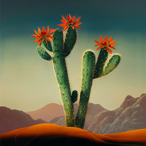 An image of Cactus Blooming in the Desert