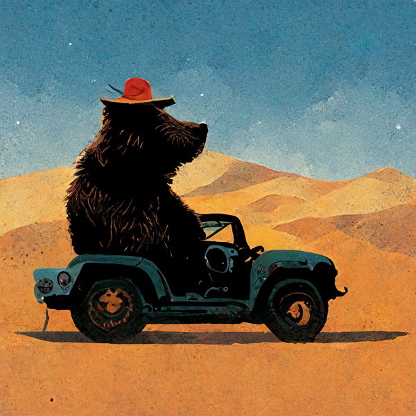 An image of Bear Driving a Jeep