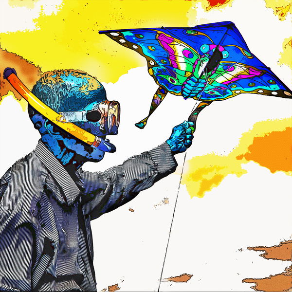 Image of Blue Man with Kite