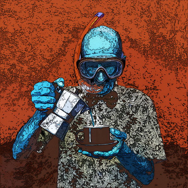 Image of Blue Man with Coffee