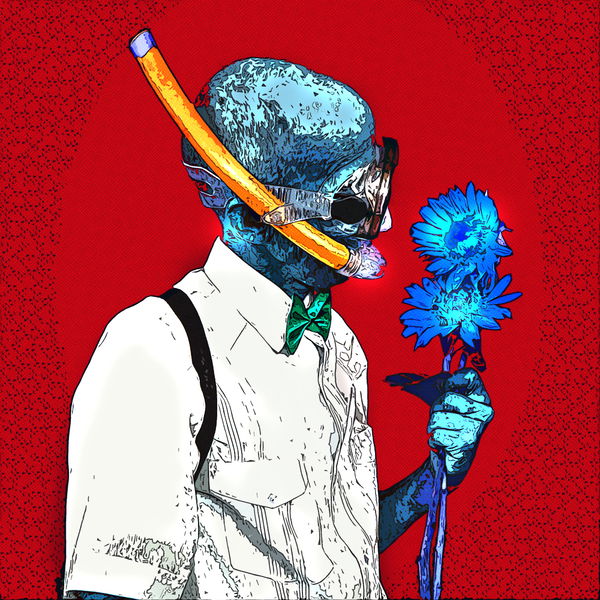 Image of Blue Man with Flower