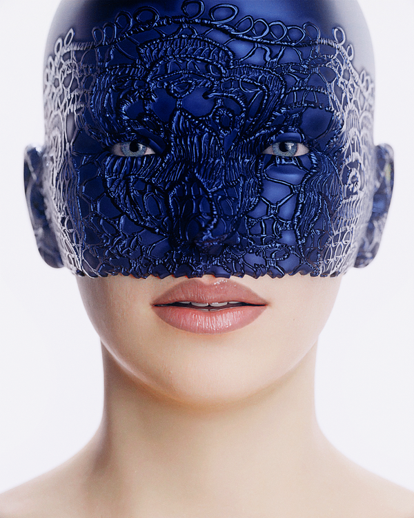 Image of Blue Floral Lace Mask