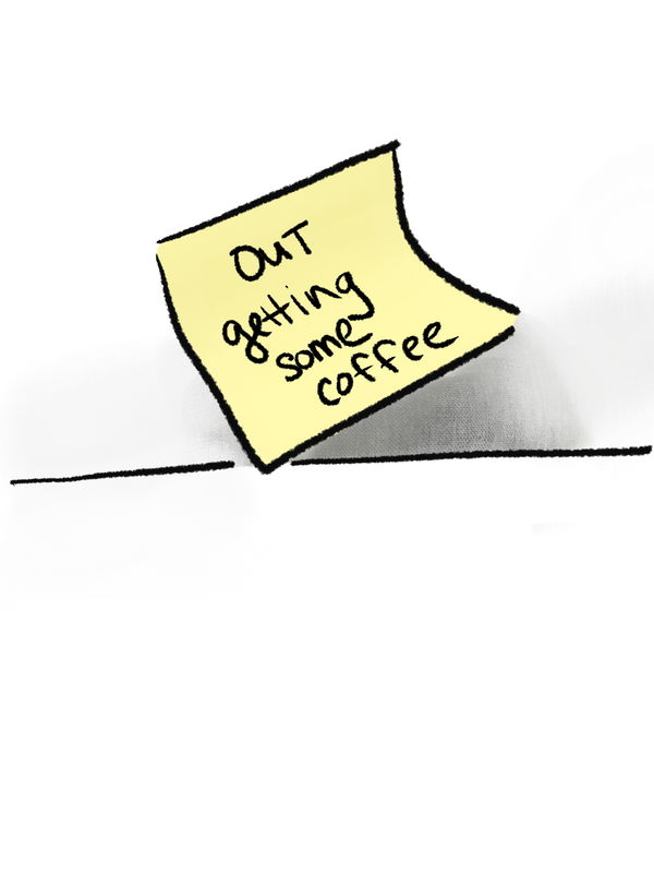 Image of Note, Out getting some coffee