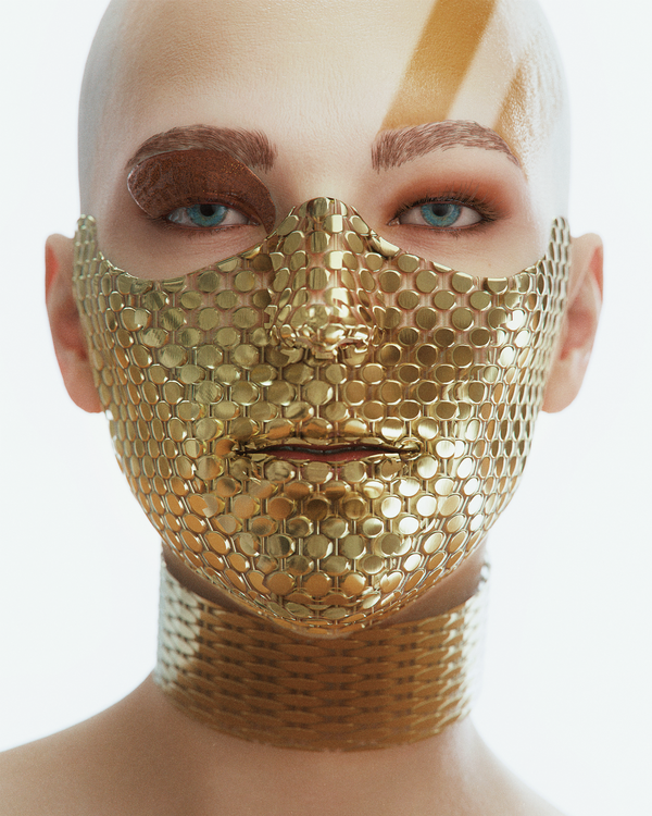 Image of Gold woven abacus rings Mask