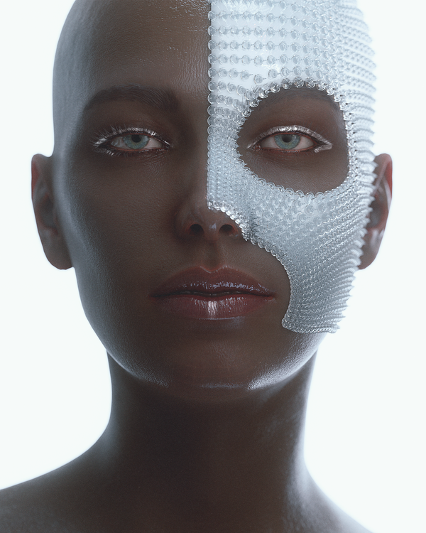 Image of White plastic crystalized Mask